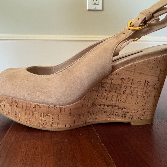 New Stuart Weitzman suede wedge sandals, size 9M - Picture 1 of 6